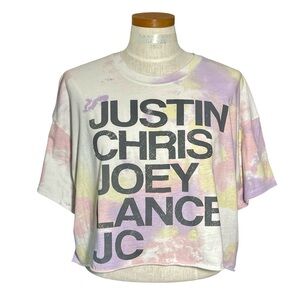NSYNC Justin Chris Joey Lance JC Tie Dye Cropped Cotton-Poly Band T-Shirt Sz L